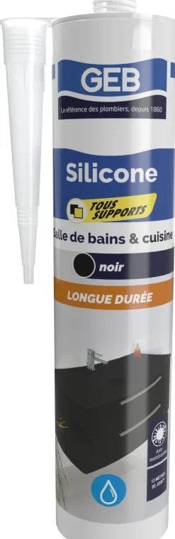 Silicone sanitaire Gebsicone W3 280 ml noir GEB