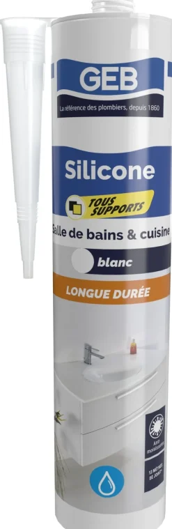 Silicone tous supports antimoisissures 280 ml blanc