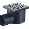 Siphon de sol à maçonner grille inox 10x10