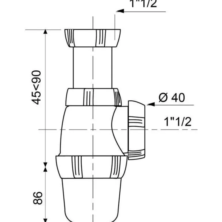 Siphon d'évier réglable garde d'eau de 50 mm 60L/min