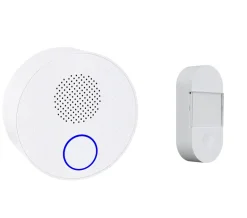 Sonnette sans fil avec bouton sans pile portée 150m blanc