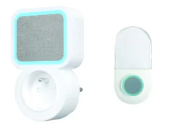 Sonnette sans fil avec éclairage et bouton sans pile blanc