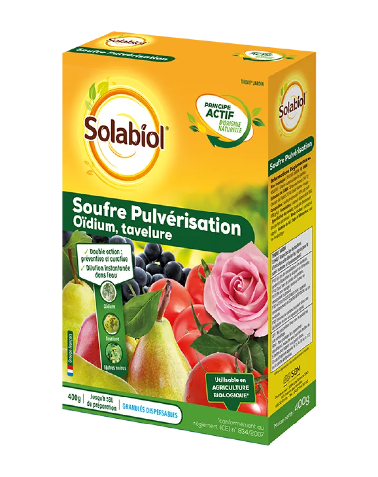 Soufre pulvérisation anti-oïdium/tavelure 400g SOLABIOL