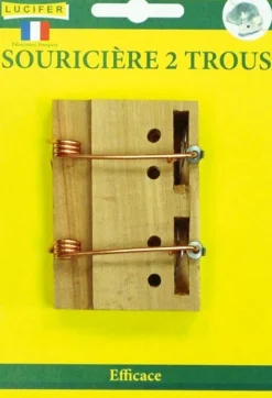 Souricière en bois 2 trous à guillotine LUCIFER