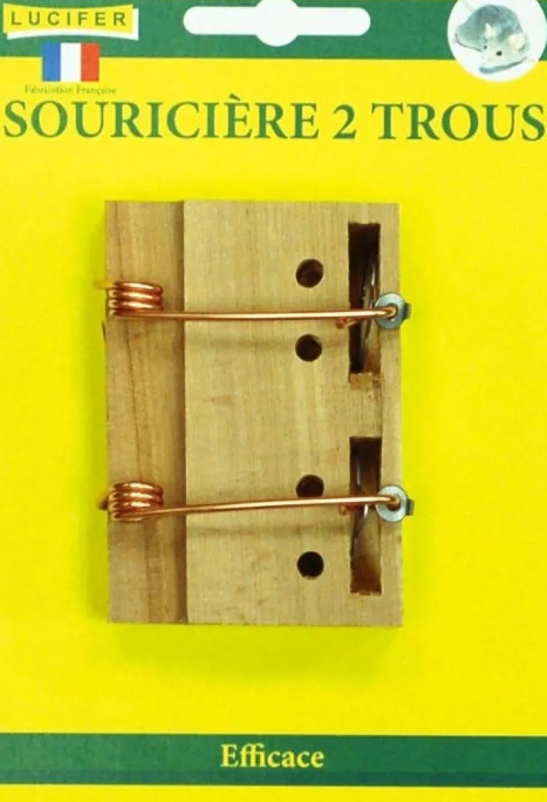 Souricière en bois 2 trous à guillotine LUCIFER