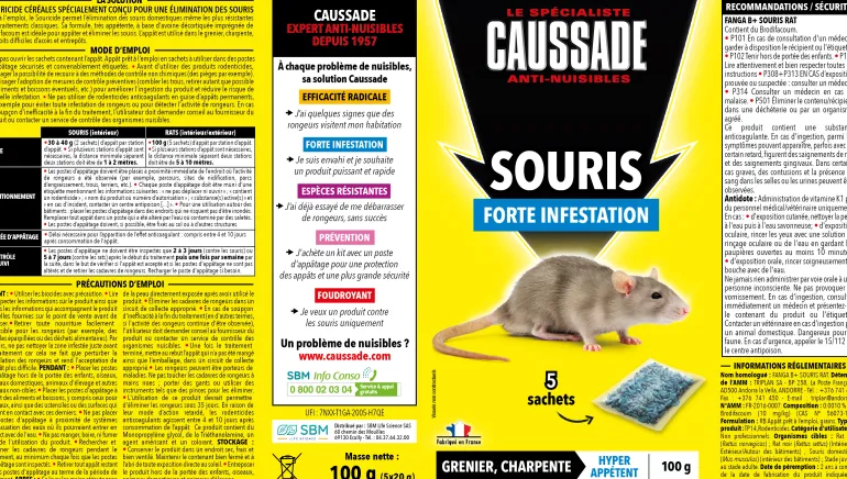 Souris céréales foudroyant 100g CAUSSADE