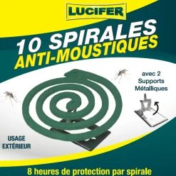 10 spirales anti-moustiques 2 supports métalliques LUCIFER