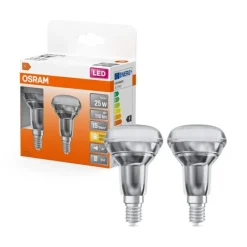 Spot R50 LED verre clair 1,5W=25 E14 chaud OSRAM x2