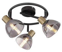 Spot métal noir couleur bronze 3x E14 25W 230V Jay