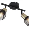 Spot métal noir mat laiton antique 2x E14 40W 230V Fiastra