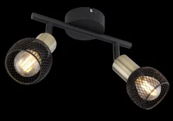 Spot métal noir mat laiton antique 2x E14 40W 230V Fiastra