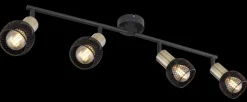 Spot métal noir mat laiton antique 4x E14 40W 230V Fiastra