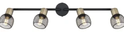 Spot métal noir mat laiton antique 4x E14 40W 230V Fiastra