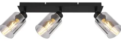 Spot métal noir mat verre fumé 3x E27 15W 230V Hadera