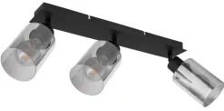 Spot métal noir mat verre fumé 3x E27 15W 230V Hadera