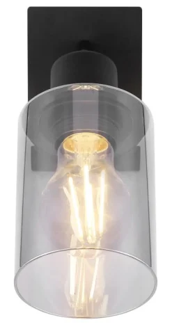 Spot métal noir mat verre fumé 1x E27 15W 230V Hadera