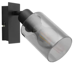 Spot métal noir mat verre fumé 1x E27 15W 230V Hadera