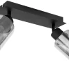 Spot métal noir mat verre fumé 2x E27 15W 230V Hadera