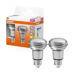 Spot R63 LED verre clair 4,8W=60 E27 chaud OSRAM x2
