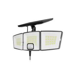 Spot solaire 3 têtes avec IR + panneau déporté 800 lm