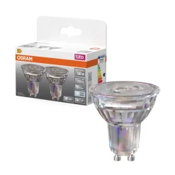 Spots PAR16 LED 36° verre 3,7W=50 GU10 froid x2