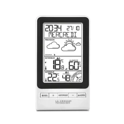 Station météo avec prévision météo/alertes T° blanc/noir