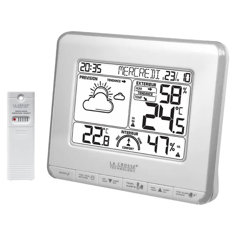 Station météo avec prévision météo/alertes T° argent