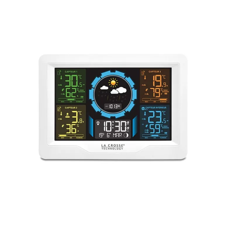 Station météo écran coloré + 3 capteurs blanc