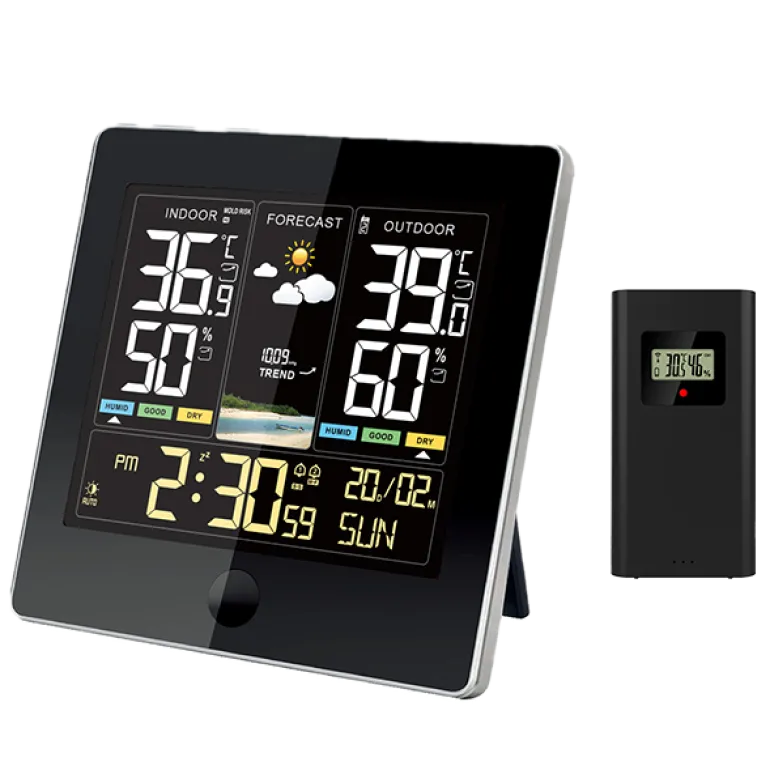 Station météo électronique couleur avec 1 capteur sans fil