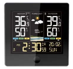 Station météo électronique couleur avec 1 capteur sans fil