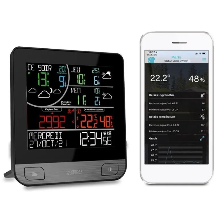 Station Météo Wifi avec prévisions 3 jours Gris