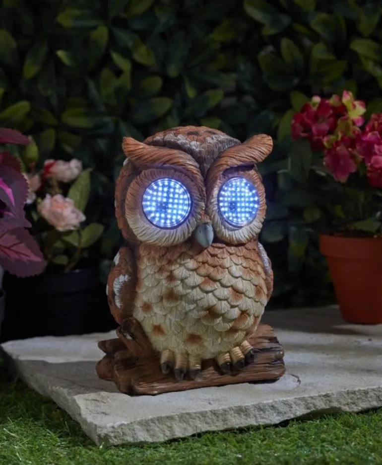 Sujet solaire à poser Blinkin Hibou clin d'œil 19cm