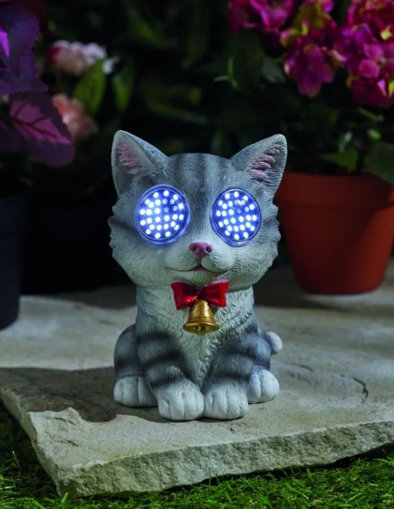 Sujet solaire à poser Blinkin Chat clin d'œil 14cm