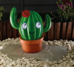 Sujet solaire à poser Blinkin Cactus clin d'œil XL 27cm