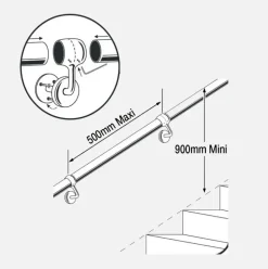 Support de jonction de main courante acier nickel brossé