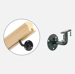 Support main courante fixe Prokit acier thermolaqué noir