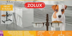 Support métal réglable antidérapant + 2 bols inox 700ml
