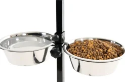 Support métal réglable antidérapant avec 2 bols inox 2.5L