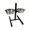 Support réglable en hauteur + 2 gamelles inox 21 cm