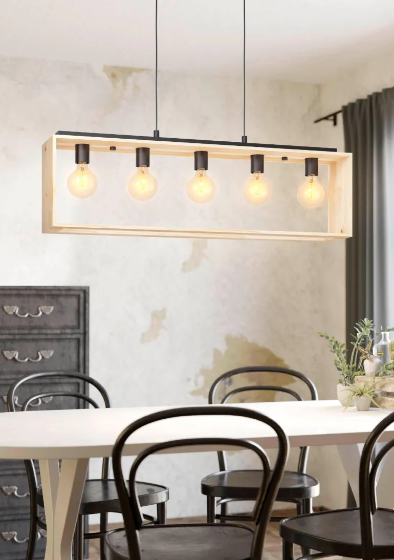 Suspension Famborough E27 5x40W noir L100xl16xH110cm EGLO