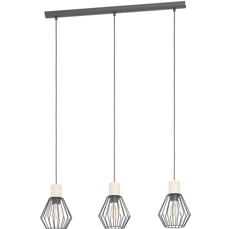 Suspension Palmorla E27 3x60W noir L76 H100cm EGLO