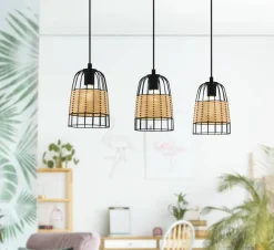 Suspension Anwick E27 3x40W noir L88cm H110cm EGLO