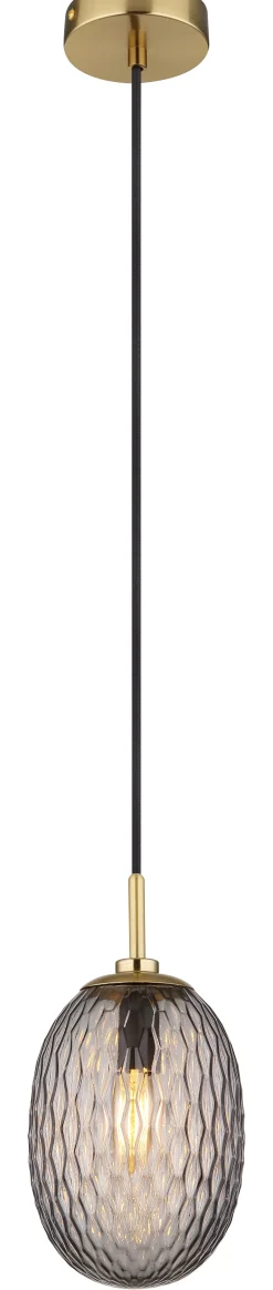 Suspension DEVIN métal or mat verre fumé 1x E14 230V