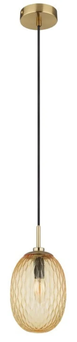 Suspension DEVIN métal or mat verre ambré 1x E14 230V