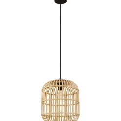Suspension E27 28W Ø34cm Noir/Bambou Hanoï EGLO