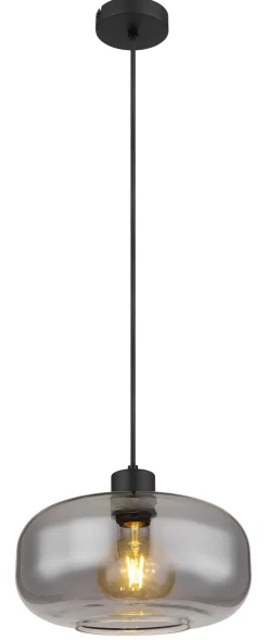 Suspension GIUSEPPE métal noir mat verre fumé 1x E27 230V
