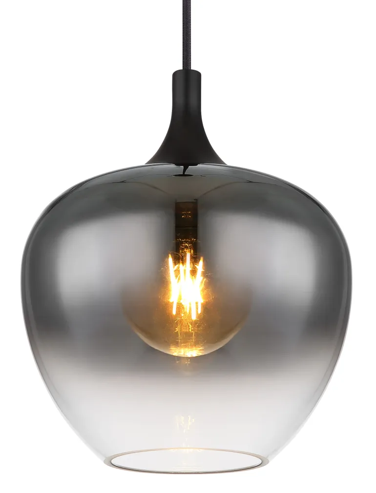 Suspension métal noir mat verre 40W E27 maxy