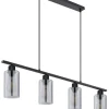 Suspension métal noir mat verre fumé 4x E27 60W 230V Hadera