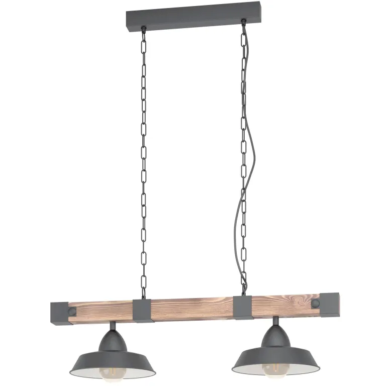 Suspension Oldbury E27 2x60W noir H110xL86cm EGLO