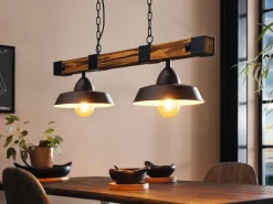 Suspension Oldbury E27 2x60W noir H110xL86cm EGLO